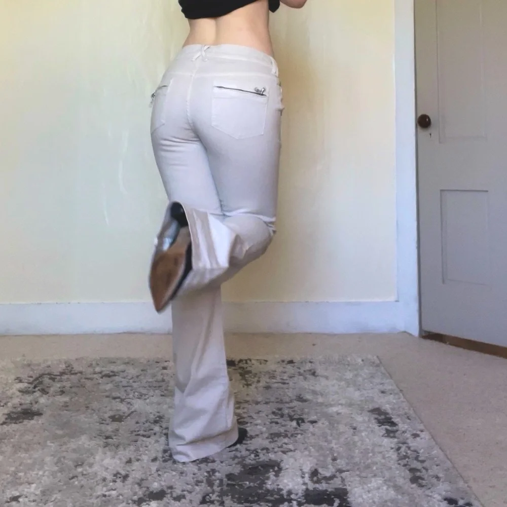 Pilcro And The Letterpress Vintage Slim Cream Ivory Y2K Jeans Flare Leg Casual - Picture 2 of 12